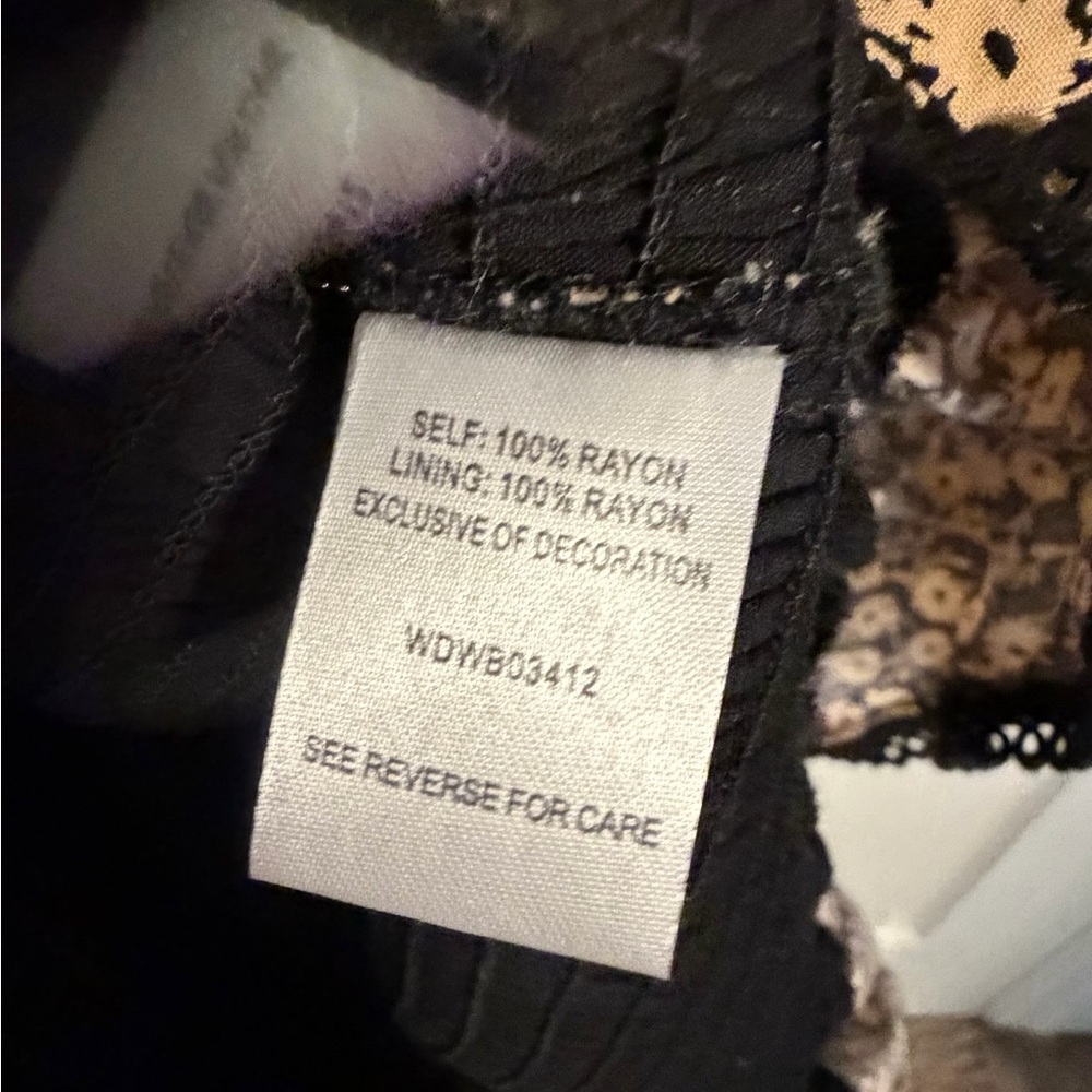 Lost+Wander Black Mini with Gold Floral Print, all over smocking, ruffle trim.S - Picture 5 of 14